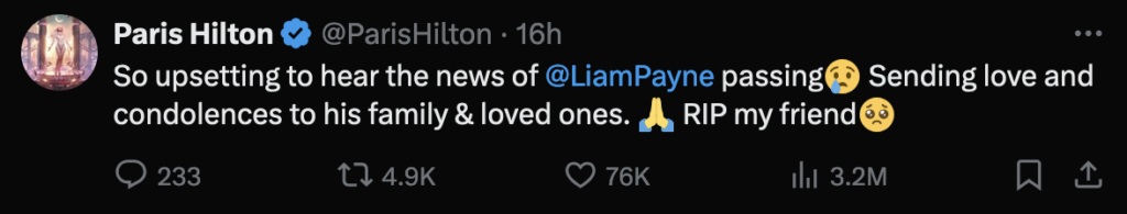 X thread from Paris Hilton